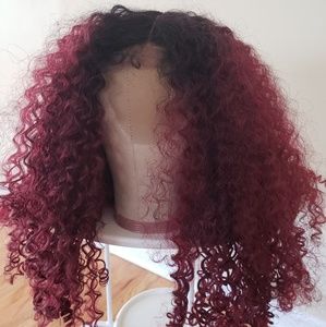 Black and burgundy ombre wig